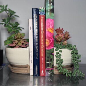 Handmade pottery planter bookends